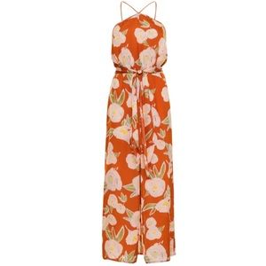 Carolina K Floral Luz In Peony Print Maxi Dress Women’s Size Medium Halter Tie
